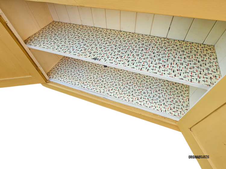 Large antique pine housekeepers linen cupboard mustard yellow