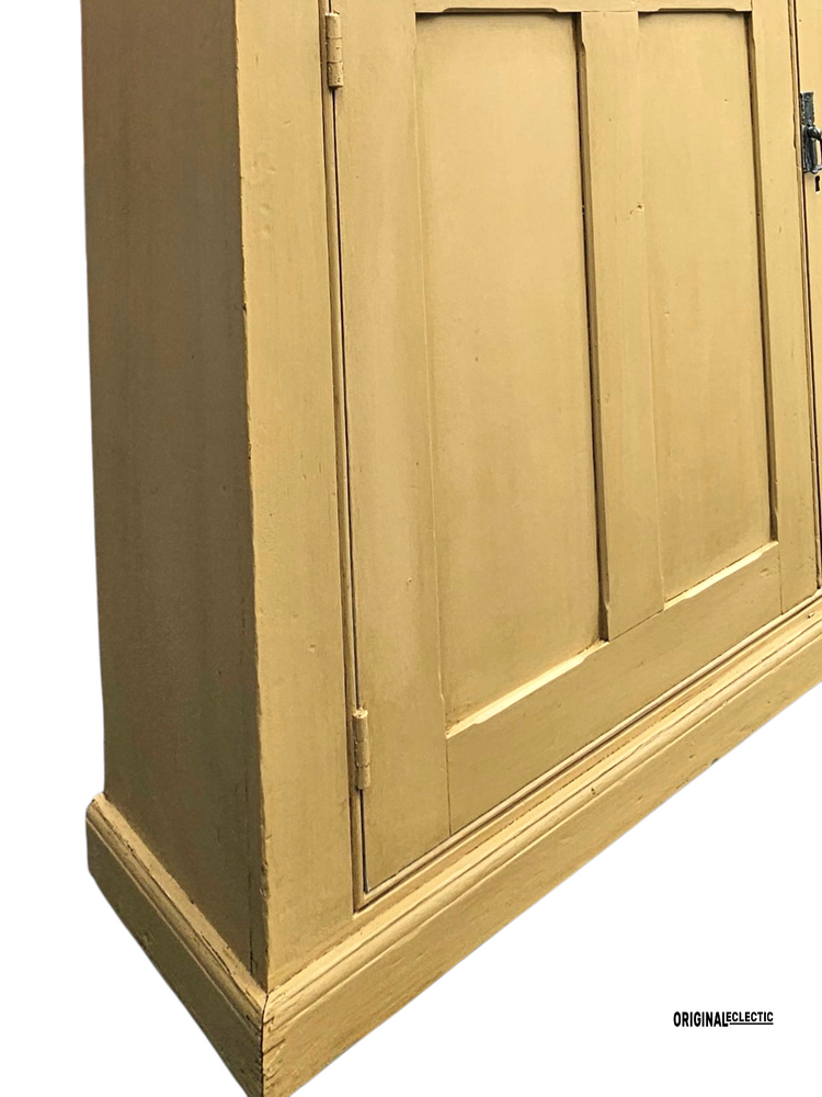Antique glazed display Cupboard Dresser mustard yellow