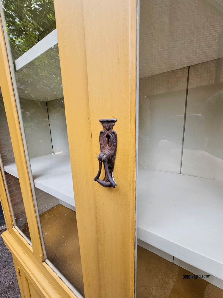 Antique glazed display Cupboard Dresser mustard yellow