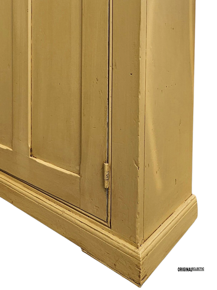 Antique glazed display Cupboard Dresser mustard yellow