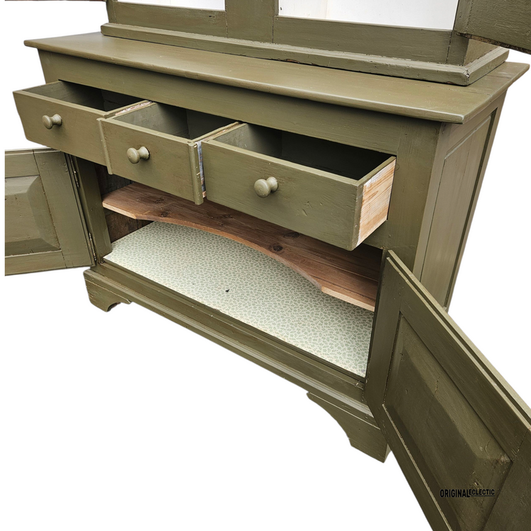 Antique French pine housekeepers cupboard dresser 1880