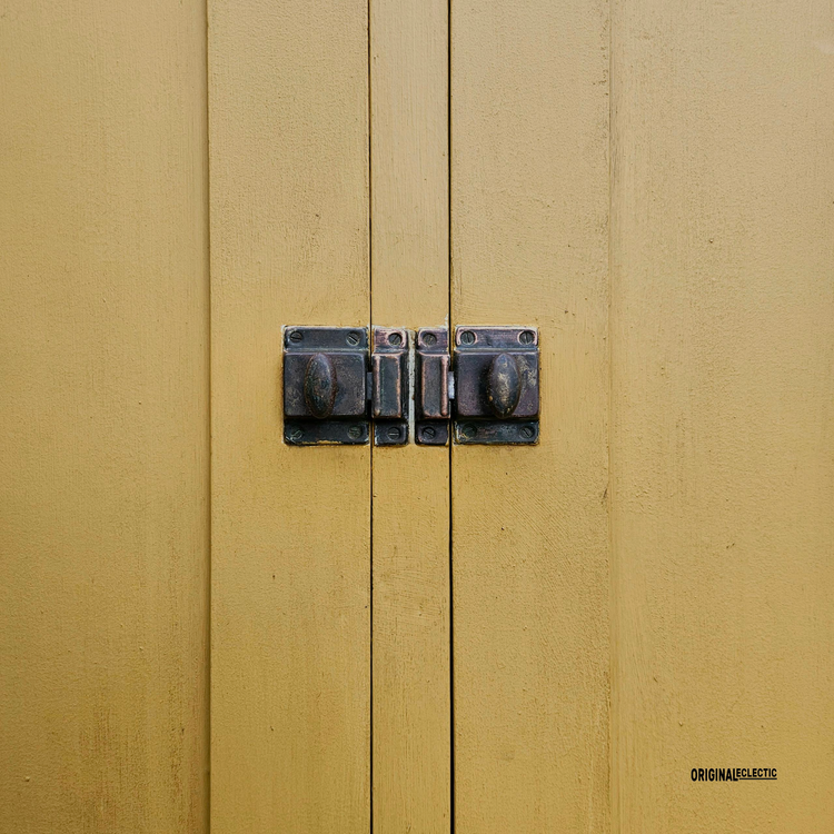 Large antique pine housekeepers Cupboard Dresser mustard yellow