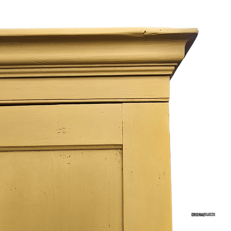 Large antique pine housekeepers school Cupboard mustard yellow