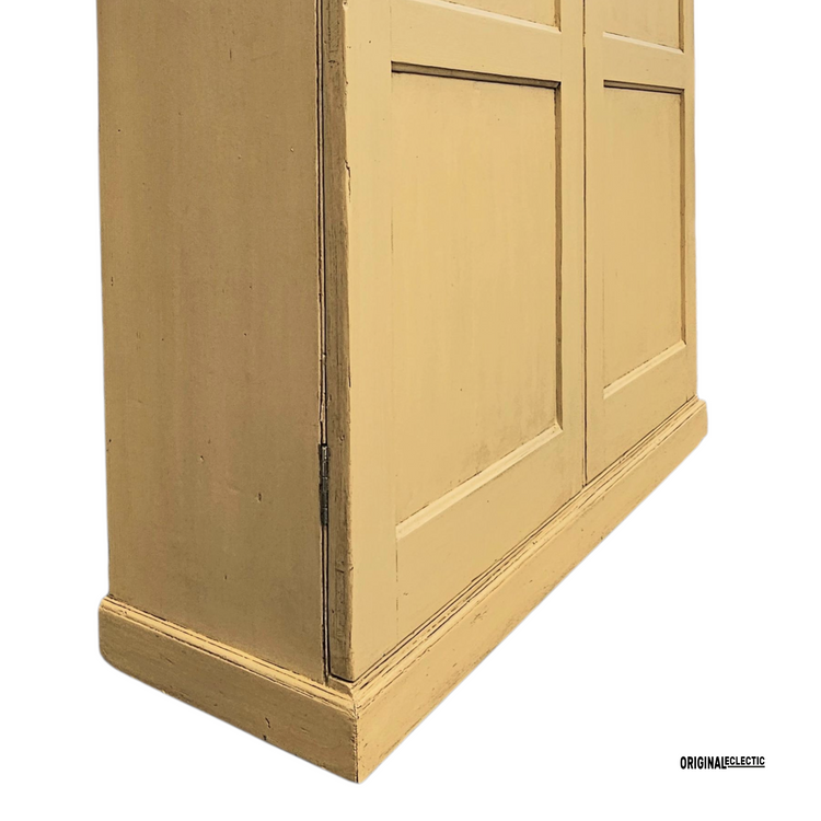 Large antique pine housekeepers school Cupboard mustard yellow