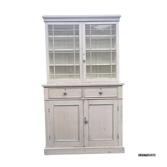 Large Antique Gustivan Style Glazed Display Cupboard dresser Swedish