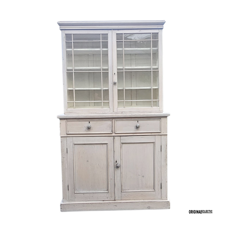 Large Antique Gustivan Style Glazed Display Cupboard dresser Swedish