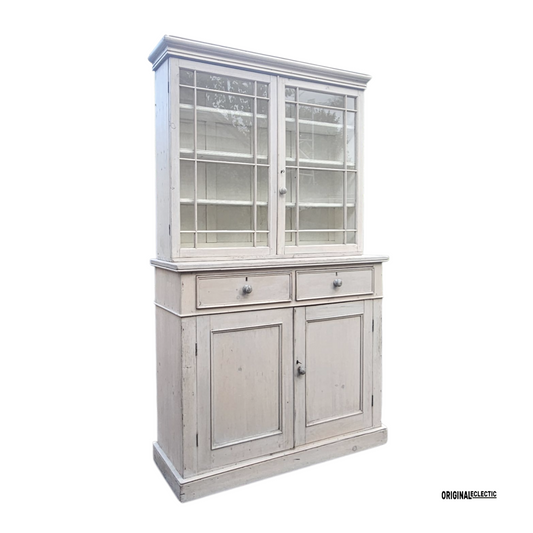 Large Antique Gustivan Style Glazed Display Cupboard dresser Swedish