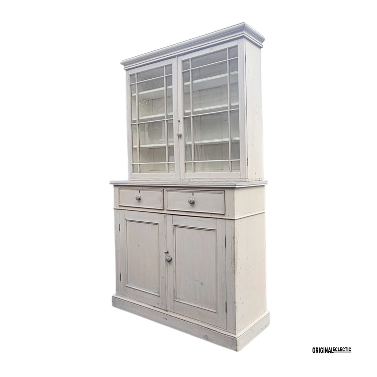 Large Antique Gustivan Style Glazed Display Cupboard dresser Swedish