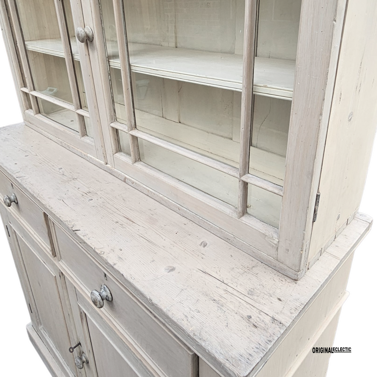 Large Antique Gustivan Style Glazed Display Cupboard dresser Swedish