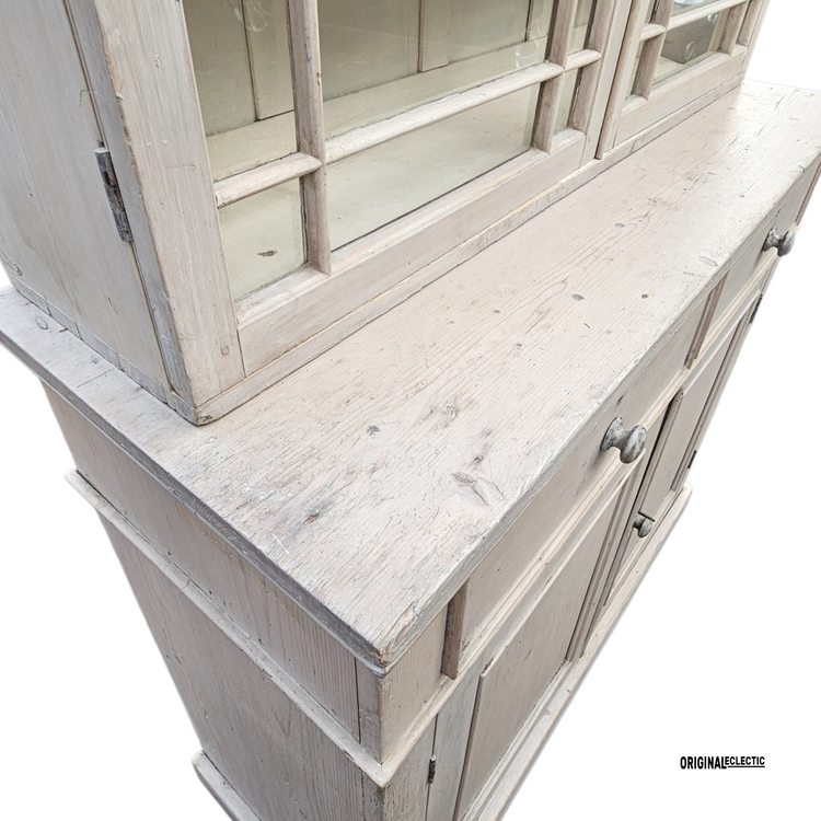 Large Antique Gustivan Style Glazed Display Cupboard dresser Swedish