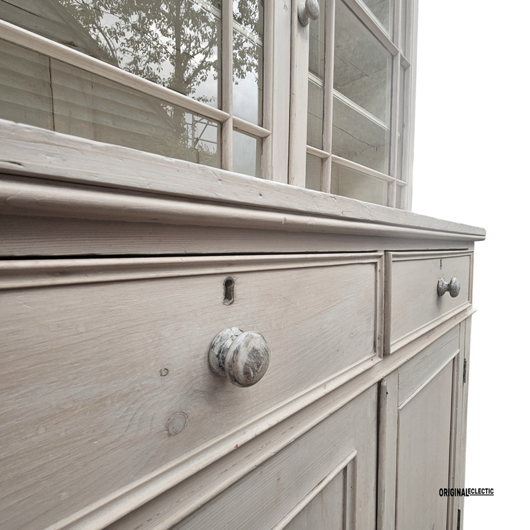 Large Antique Gustivan Style Glazed Display Cupboard dresser Swedish