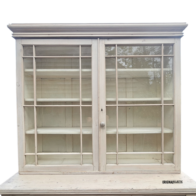 Large Antique Gustivan Style Glazed Display Cupboard dresser Swedish