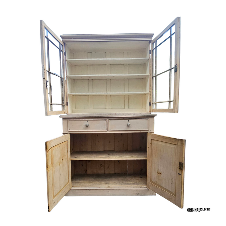 Large Antique Gustivan Style Glazed Display Cupboard dresser Swedish