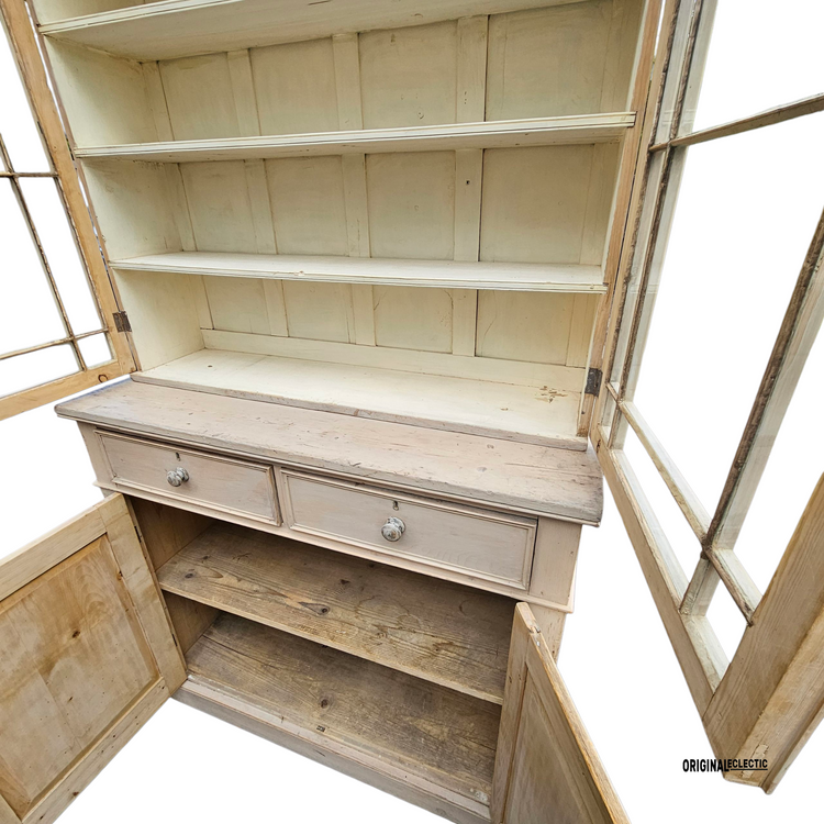 Large Antique Gustivan Style Glazed Display Cupboard dresser Swedish