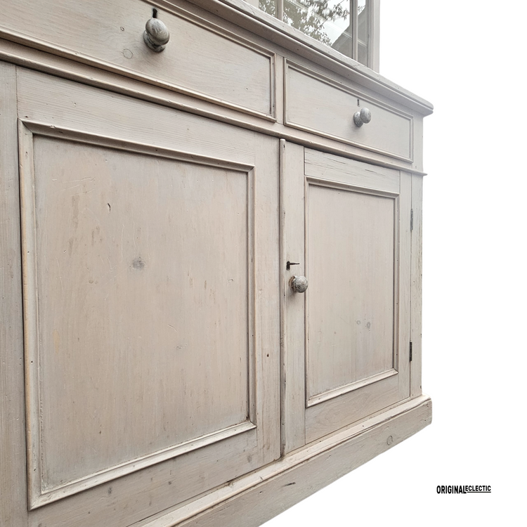 Large Antique Gustivan Style Glazed Display Cupboard dresser Swedish