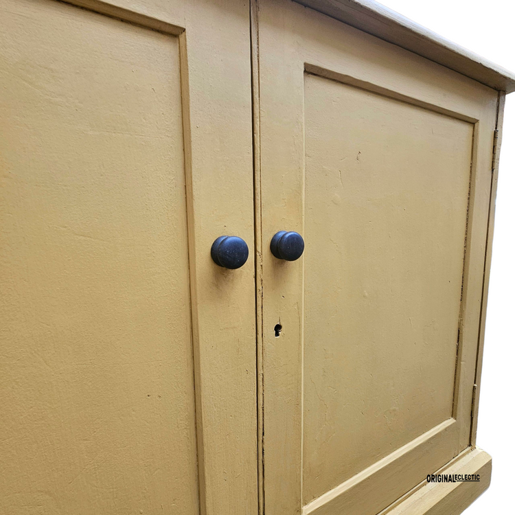Antique glazed display Cupboard Dresser mustard yellow