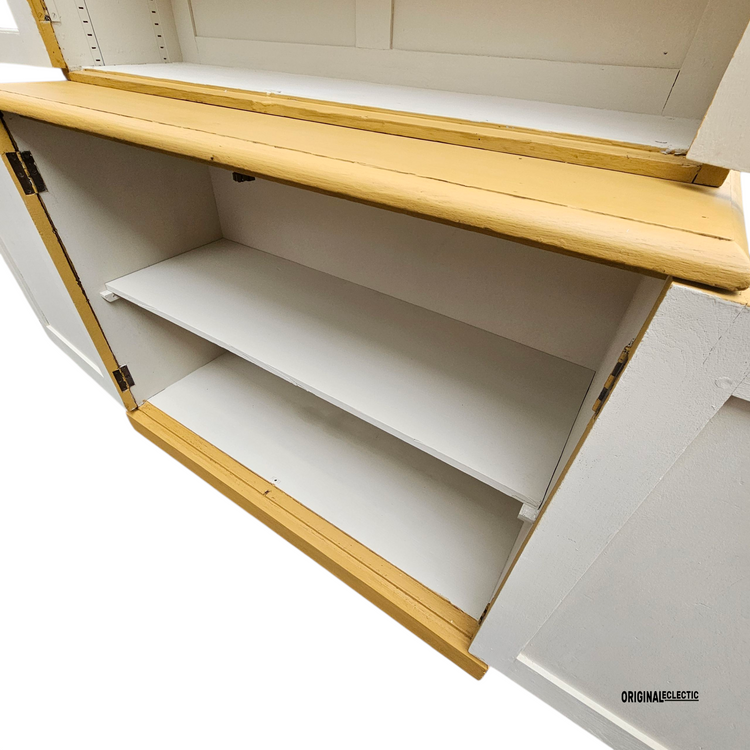 Antique glazed display Cupboard Dresser mustard yellow