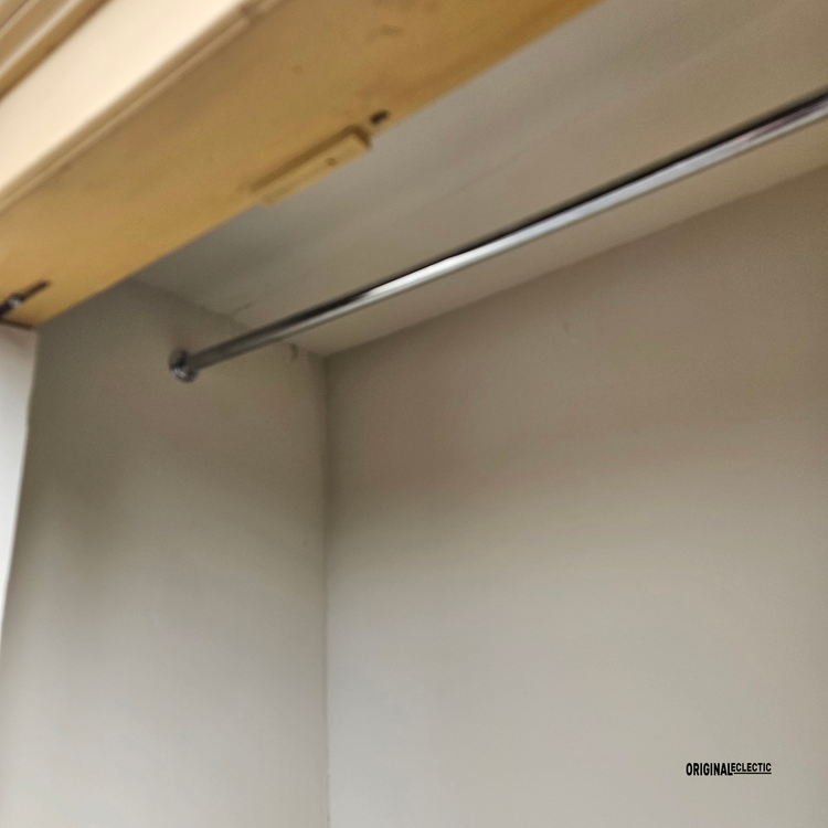 Antique pine wardrobe linen Cupboard mustard yellow