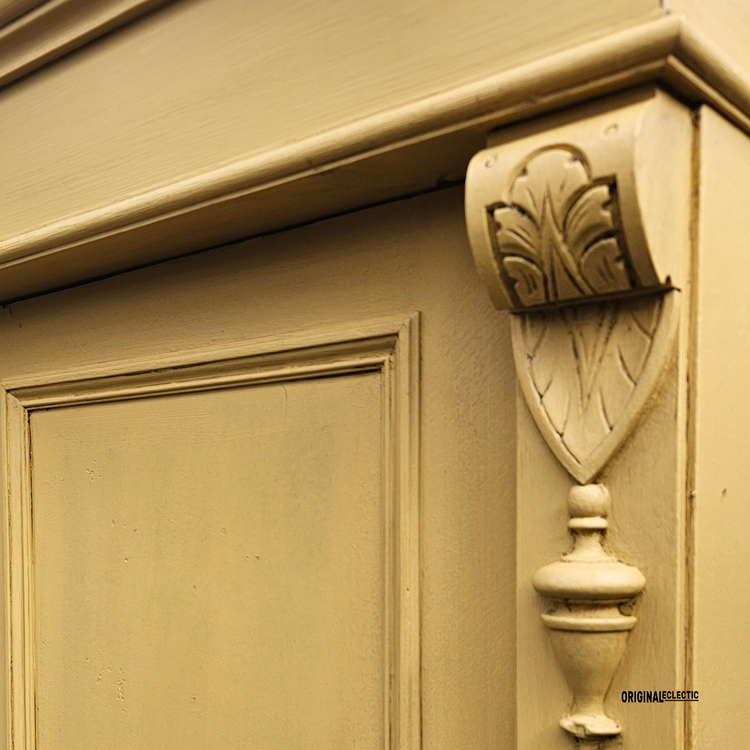 Antique pine wardrobe linen Cupboard mustard yellow