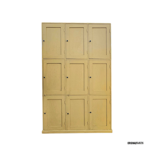 Huge antique pine school locker Cupboard crackle glazed