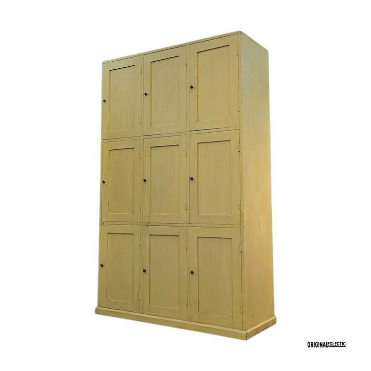 Huge antique pine school locker Cupboard crackle glazed