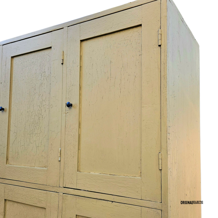 Huge antique pine school locker Cupboard crackle glazed
