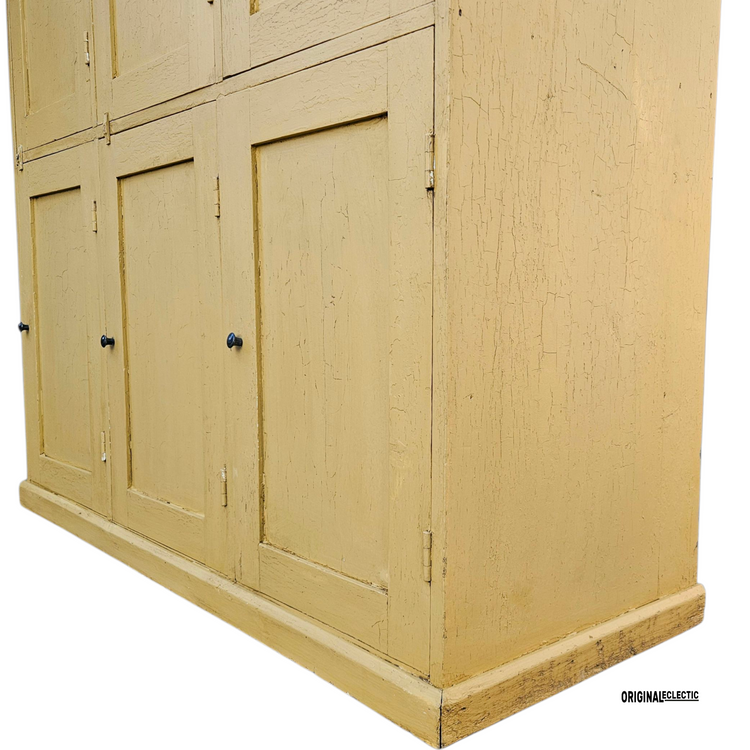 Huge antique pine school locker Cupboard crackle glazed