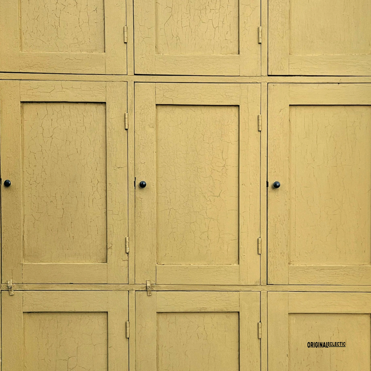 Huge antique pine school locker Cupboard crackle glazed