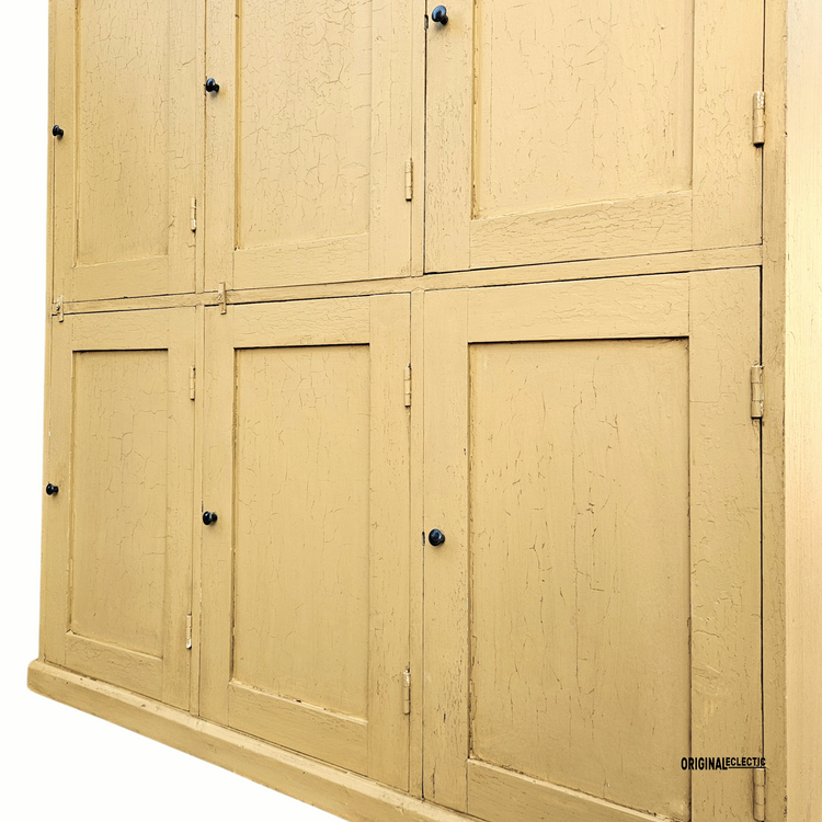 Huge antique pine school locker Cupboard crackle glazed