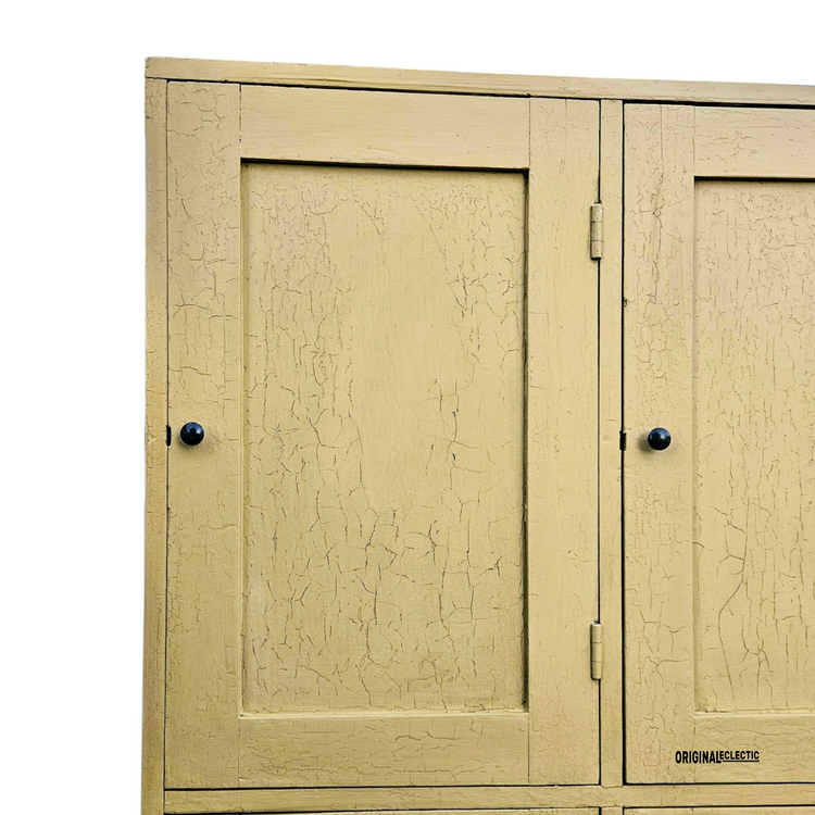 Huge antique pine school locker Cupboard crackle glazed