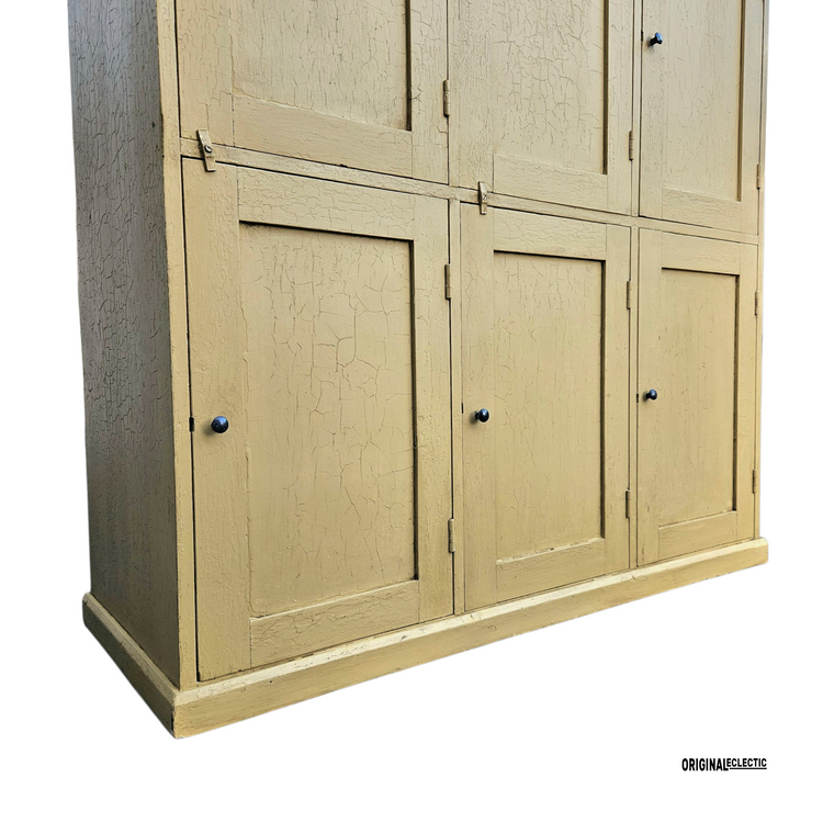 Huge antique pine school locker Cupboard crackle glazed