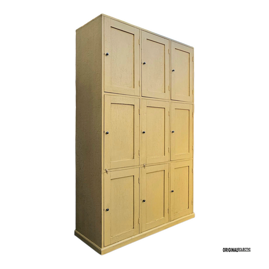 Huge antique pine school locker Cupboard crackle glazed