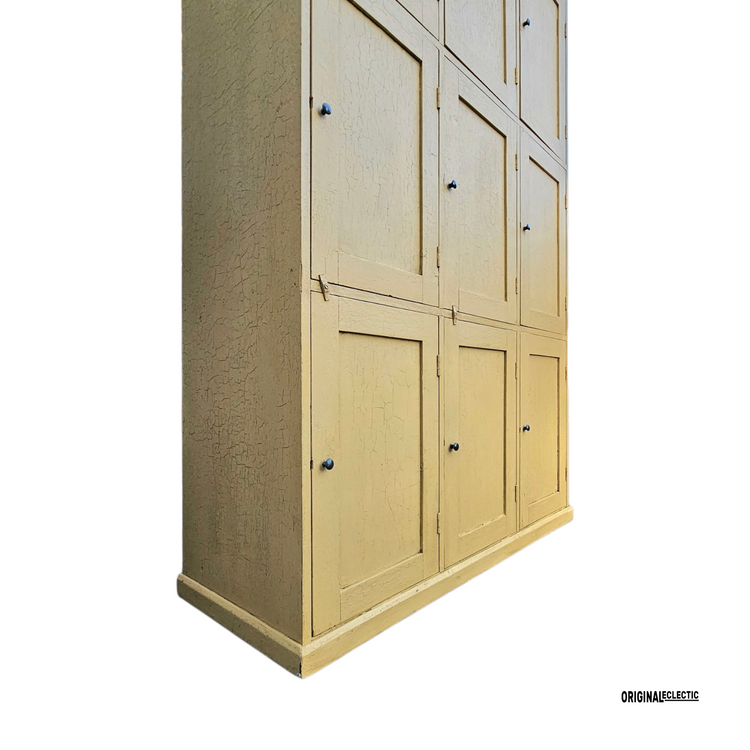 Huge antique pine school locker Cupboard crackle glazed