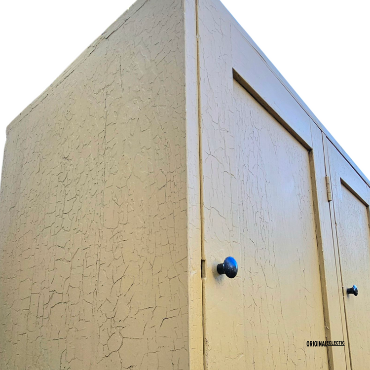 Huge antique pine school locker Cupboard crackle glazed