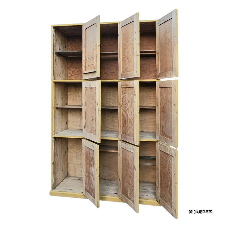Huge antique pine school locker Cupboard crackle glazed