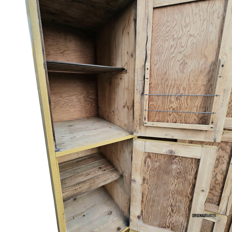 Huge antique pine school locker Cupboard crackle glazed