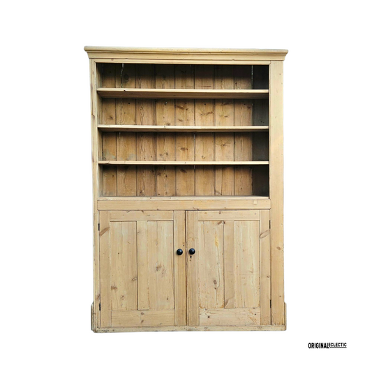 Huge Victorian stripped pine display Cupboard dresser