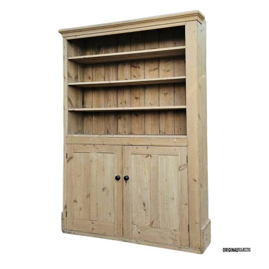 Huge Victorian stripped pine display Cupboard dresser