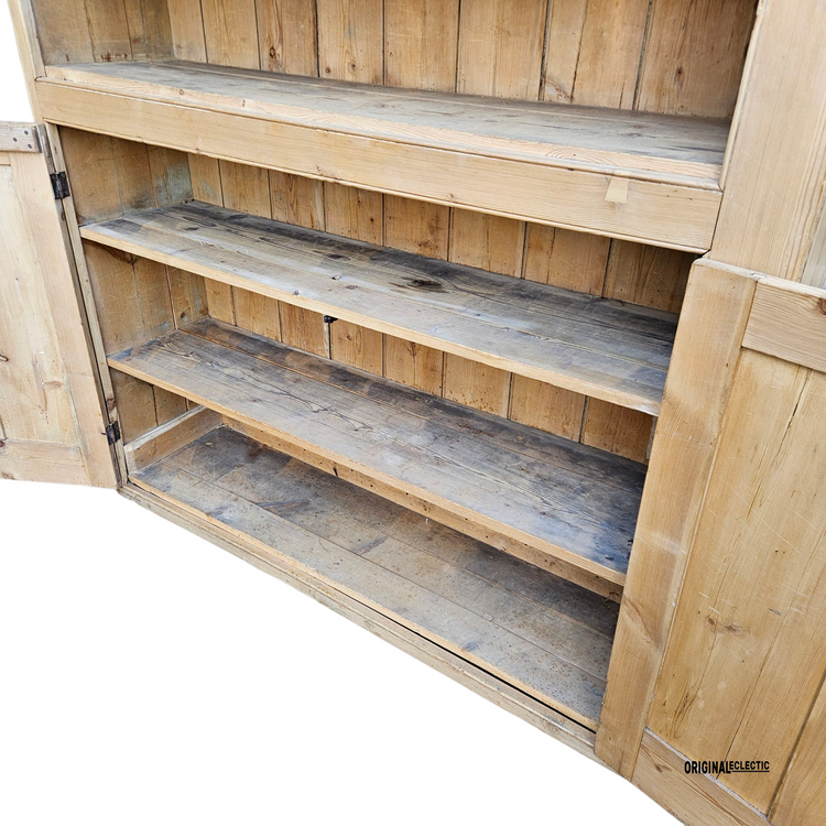 Huge Victorian stripped pine display Cupboard dresser