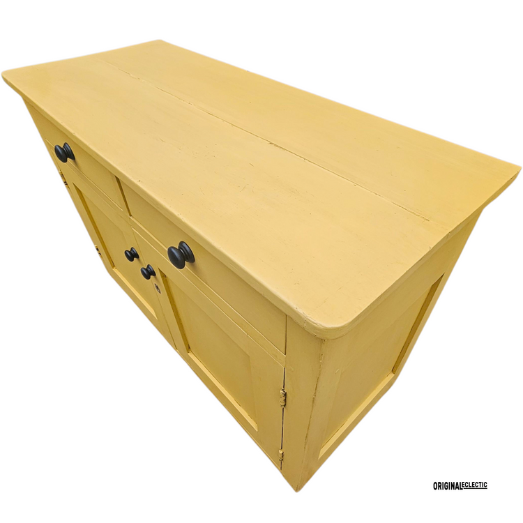English Victorian antique pine sideboard dresser base Mustard yellow
