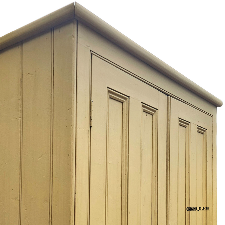 Victorian antique pine housekeepers school Cupboard mustard yellow