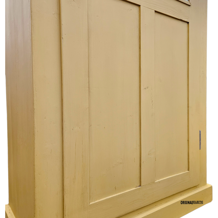 Antique glazed linen Cupboard mustard yellow