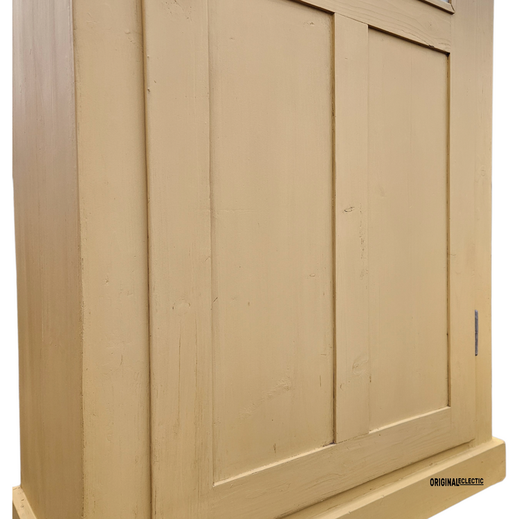 Antique glazed linen Cupboard mustard yellow