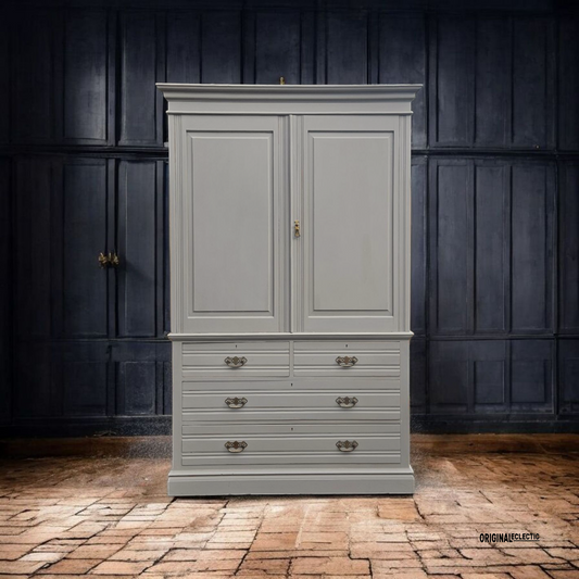 Edwardian Antique Walnut Linen Press Housekeepers Cupboard