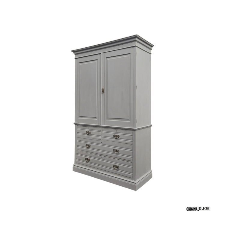 Edwardian Antique Walnut Linen Press Housekeepers Cupboard
