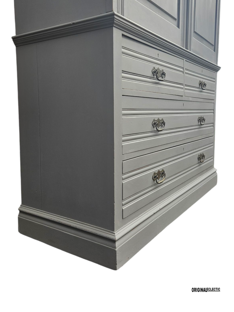 Edwardian Antique Walnut Linen Press Housekeepers Cupboard