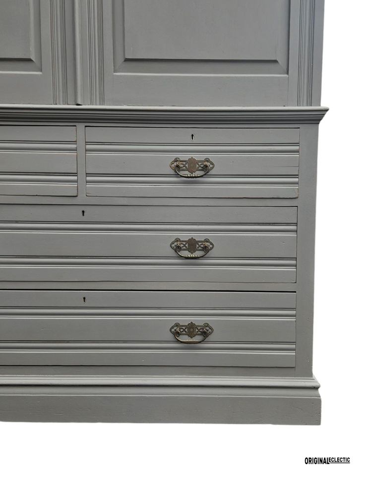 Edwardian Antique Walnut Linen Press Housekeepers Cupboard
