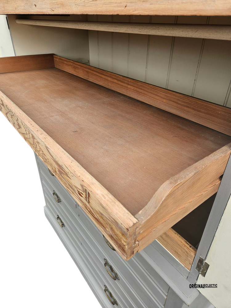 Edwardian Antique Walnut Linen Press Housekeepers Cupboard