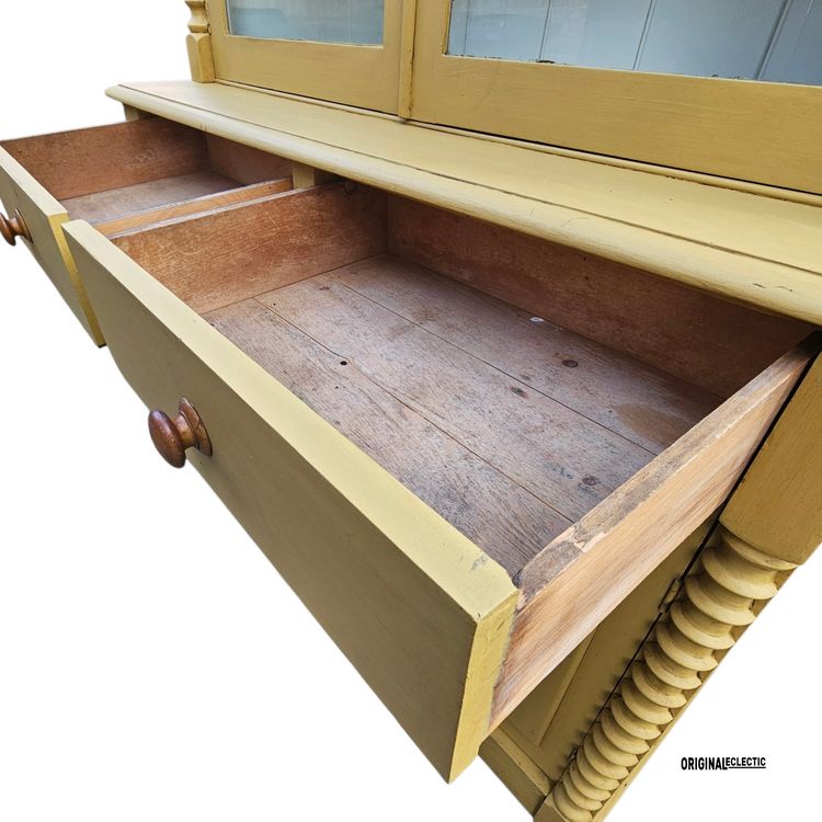Victorian Cornish pine dresser Mustard Yellow bobbin columns