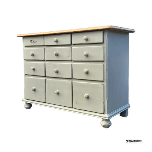 Antique European Apothecary Bank Of Drawers Chest c1860